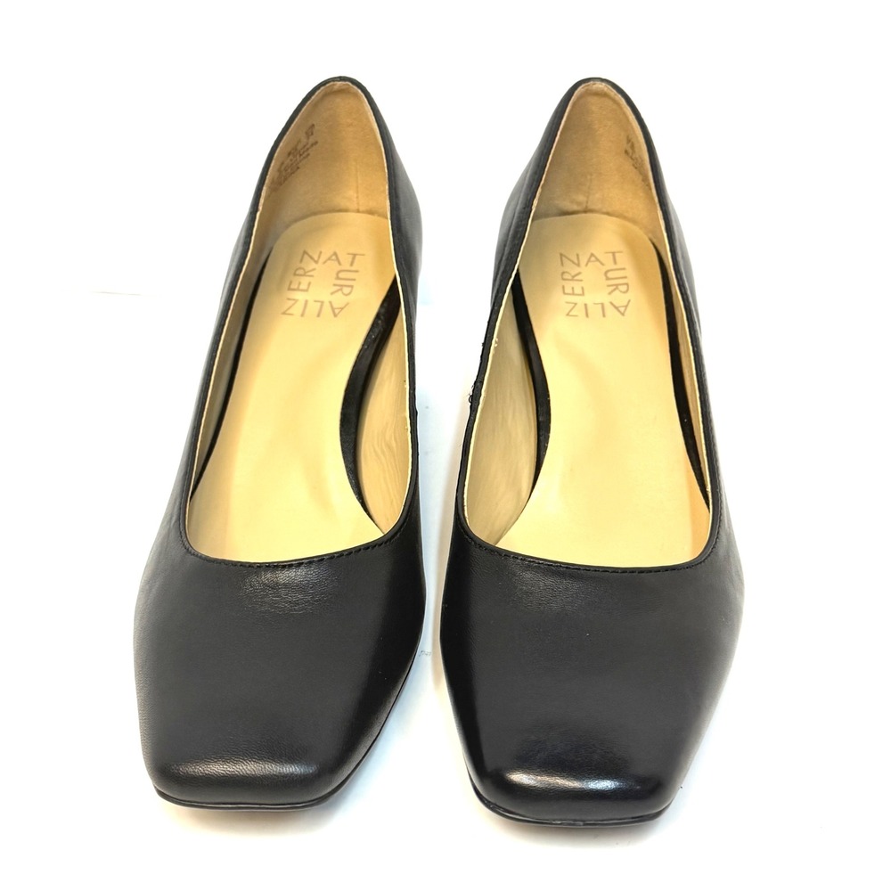 Naturalizer Karina Square Toe Dress Pumps Black Leather Size 7.5M NWT